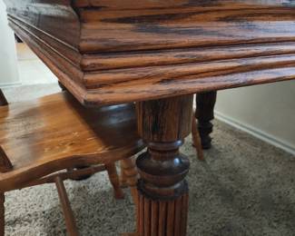Legs on the antique farmhouse table