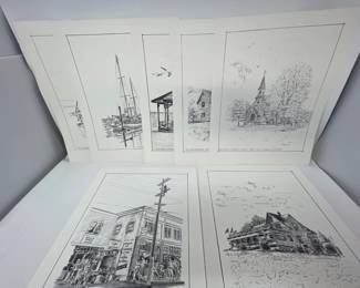 114 7WExumePencilDrawingPrintsGigHarborPortTownsend