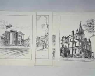 113 5PencilDrawingPrintsPortTownsendManresaCastle