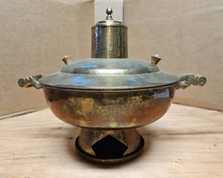 35 VintageChineseOrMongolianBrassHotPot