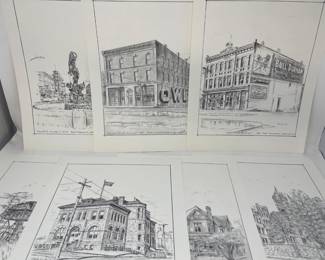 115 7PortTownsendPencilDrawnPrintsLocalArtistWExum