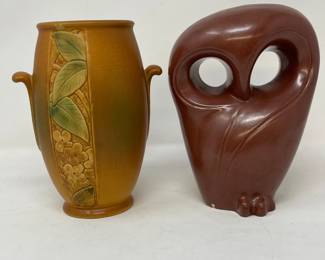 63 VintageCeramicOwlandHandCraftedPotteryVase