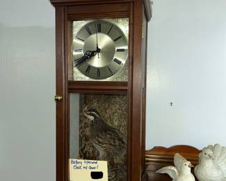 Super nice quail taxidermy display clock!
