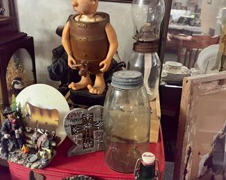 Table full of vintage collectables!