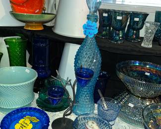 Blue Empoli decanter w/ minor flaw