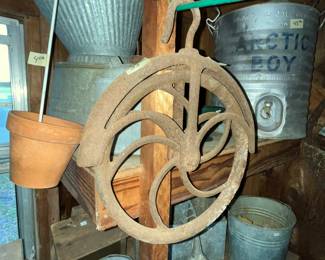 Antique well pulley