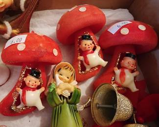 Mushroom flocked vintage ornaments