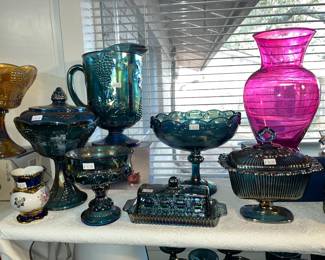 Green carnival glass