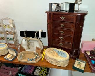 Jewelry boxes, necklaces, bracelets