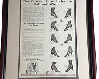 Early 1900s Framed Shoe Advertisement