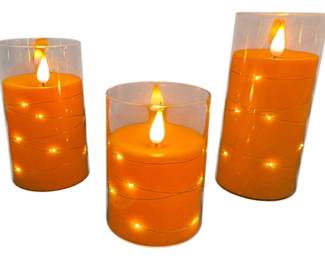 Set of 3 Orange Flameless Candles
