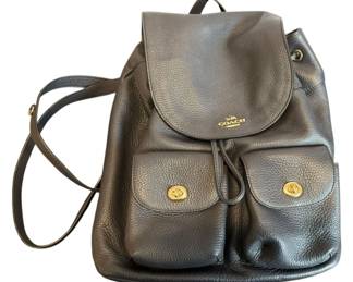 Coach Billie Pebbled Leather Black Backpack