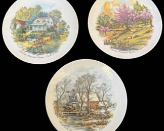 Set of 3 Currier Ives Decorative Plates