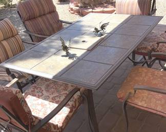 Tile Topped Patio Table With Six Chairs