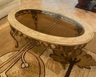 Coffee Table Deluxe Stone, Glass, and Metal 