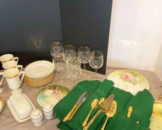 Gold Tone Silverware and Dish Items 1 Limoges