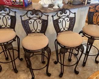 4 Metal and Upholstered Barstools