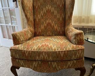 queen anne wingback chairs (matching pair)