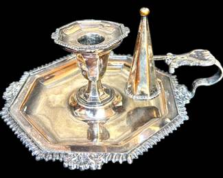 Silver Chamberstick Candlestick with Snuff