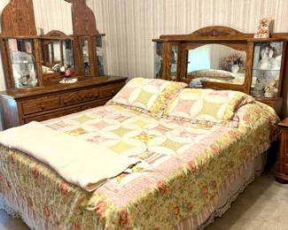 Vintage full/queen bed with matching dresser 