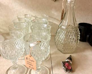 Crystal wine glasses and decanter 