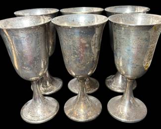 SIX Sterling Silver Preisner Goblets