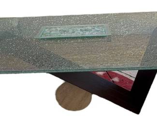 Contemporary Crackle Glass Dining Table