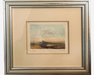 Signed Watercolor Etching