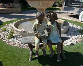Bronze Boy & Girl Reading