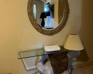 Camel Glass Top Console Table!!