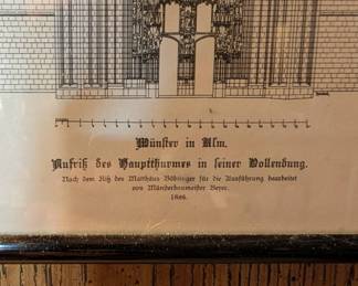 Minster in Alm. The completed elevation of the main tower. Based on the plan by Matthäus Böblinger, adapted for execution by Minster master builder Beyer. 1886.