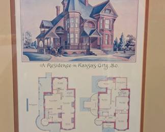 Framed floor plans or and 1800s home