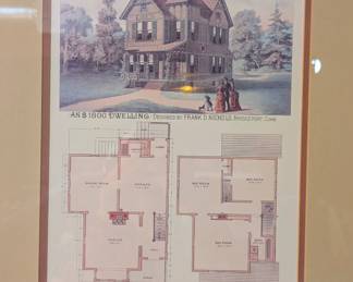 Framed floor plans or and 1800s home