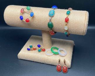 Vintage MultiColored Stone Scarab Jewelry Collection