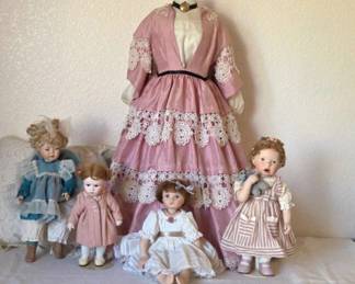 Pink Taffeta Mannequin Four Little Children 