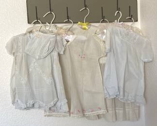 Vintage BabyDoll Clothes With Wood Wall Rack