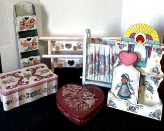 Hand Tole Painted Floral Storage