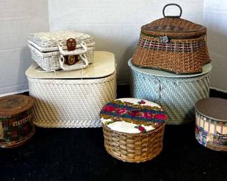 Vintage Sewing Baskets Some Tole Painted