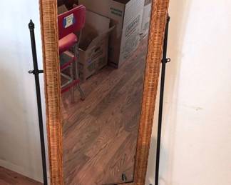 Rattan Iron Mirror