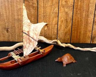 Hawaiian Ship, Carved Turtle