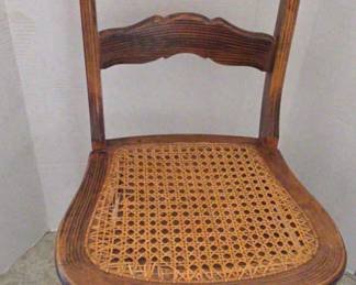 Antique Cane Chair Dark Wood
