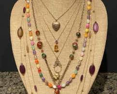 14k Yellow Gold Amethyst Citrine Necklace Colorful Gold Toned Necklaces  Chains