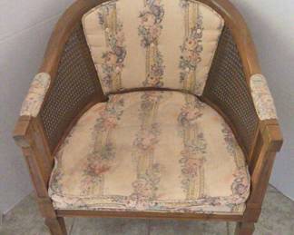 Caned Back Upholstered Chair