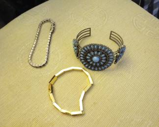 sterling & turquoise bracelet along w/others