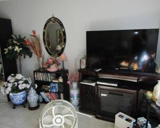 Fireplace heater TV stand, Asian vases..........