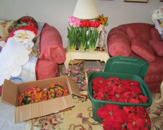 Artificial flowers, tulips & poinsettias 