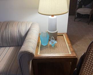 Living Room
MCM MARTZ Marshall studio lamp, Fenton opalescent hobnail basket, Viking vase