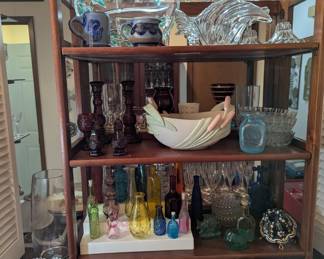 Fitz & Floyd, Mikasa, serving pieces, glassware, Colored Bottles