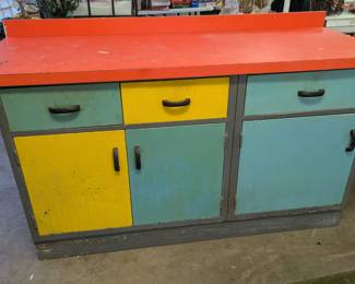 Metal work table, colorful