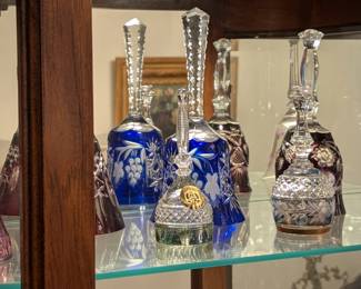 Crystal & Glass Bells, Cut to Clear, Etched, Fenton